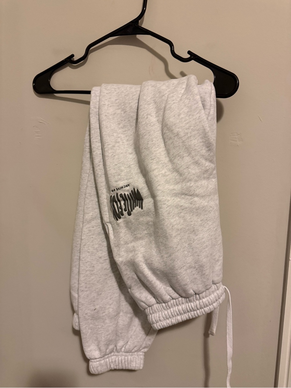 White Fox Boutique Light Gray Graphic Joggers
